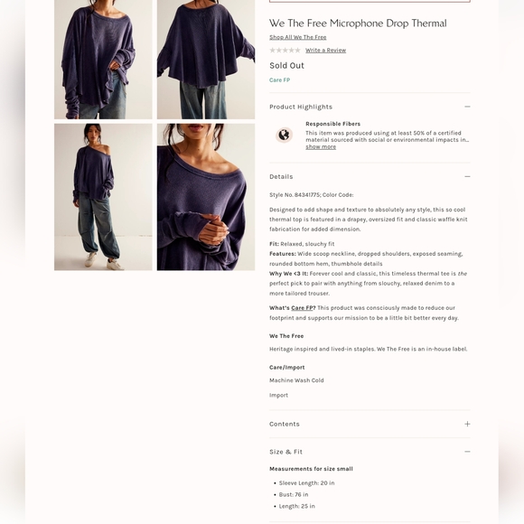 FREE PEOPLE We The Free Microphone Drop Thermal NWOT - Picture 8 of 9